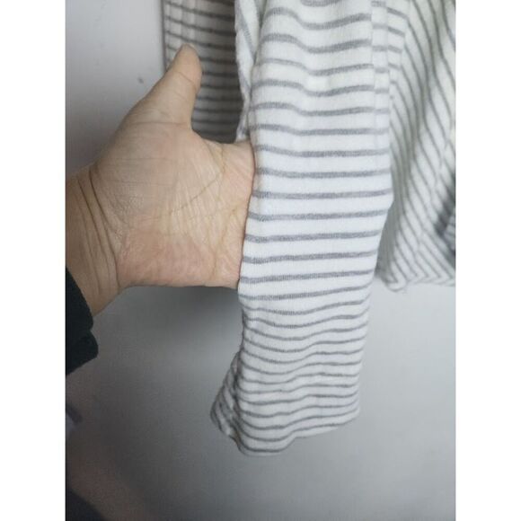 Zenergy by Chico's Jersey Knit White & Grey Striped Open Caridgan 2 or Large - Picture 7 of 8